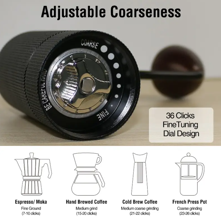 Manual Coffee Grinder with Adjustable Grind Settings